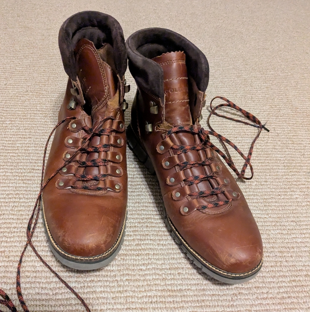 Cole Haan Men's Brown Leather Lace-Up Boots
